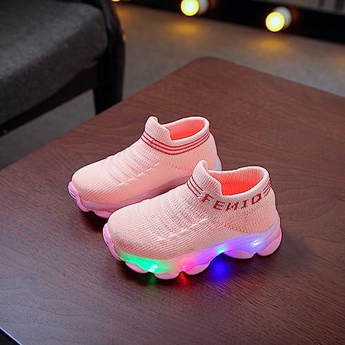 Toddler Light Up Sock Shoes Kids Boys Girls Mesh Flashing Breathable Sneakers Soft Sport Walking Running Shoes