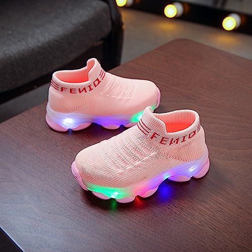 Toddler Light Up Sock Shoes Kids Boys Girls Mesh Flashing Breathable Sneakers Soft Sport Walking Running Shoes