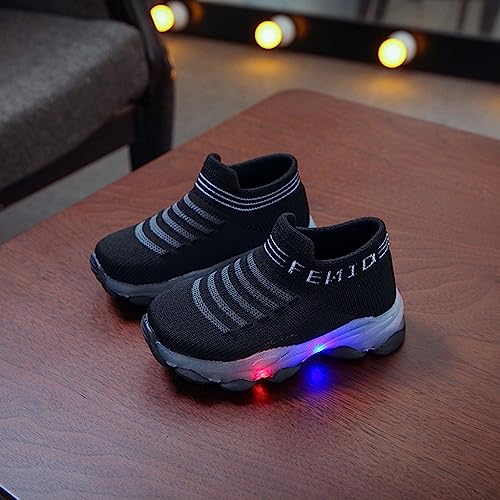 Toddler Light Up Sock Shoes Kids Boys Girls Mesh Flashing Breathable Sneakers Soft Sport Walking Running Shoes