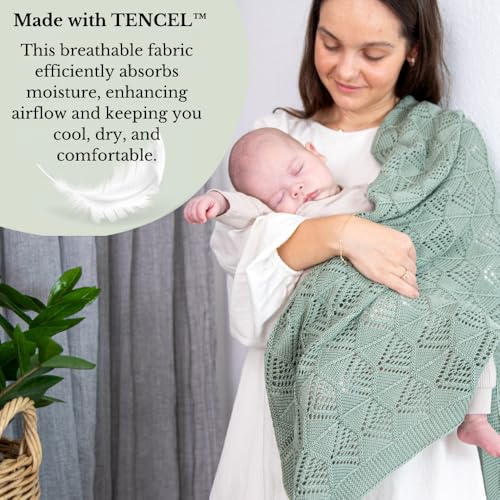 Hypoallergenic Baby Blanket - 30x40 Inches White, Oeko-TEX® Certified, Thermal-Regulating, Neutral Silky Soft Knit for Girls & Boys - Swaddle, Toddler, or Receiving Blanket
