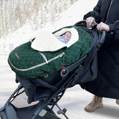 Yoofoss Baby Car Seat Cover Winter Carseat Canopies Cover to Protect Baby from Cold Wind, Super Warm Plush Fleece Baby Carrier Cover for Infant Boys Girls (Pink)