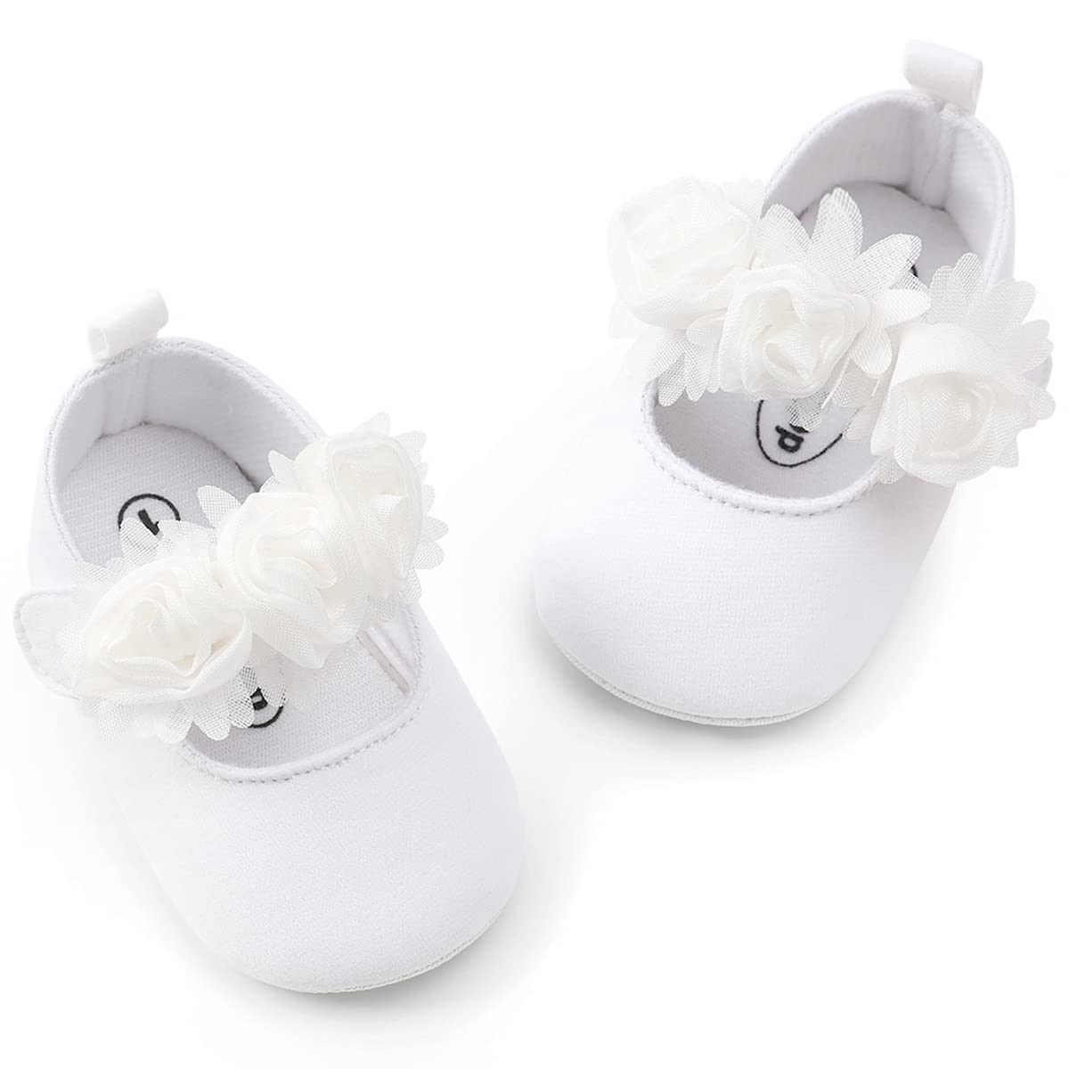 Baby Girls Mary Jane Flats with Bowknot Flowers Soft Newborn Infant First Walkers Crib Shoes Wedding Party Christmas Dress Shoes