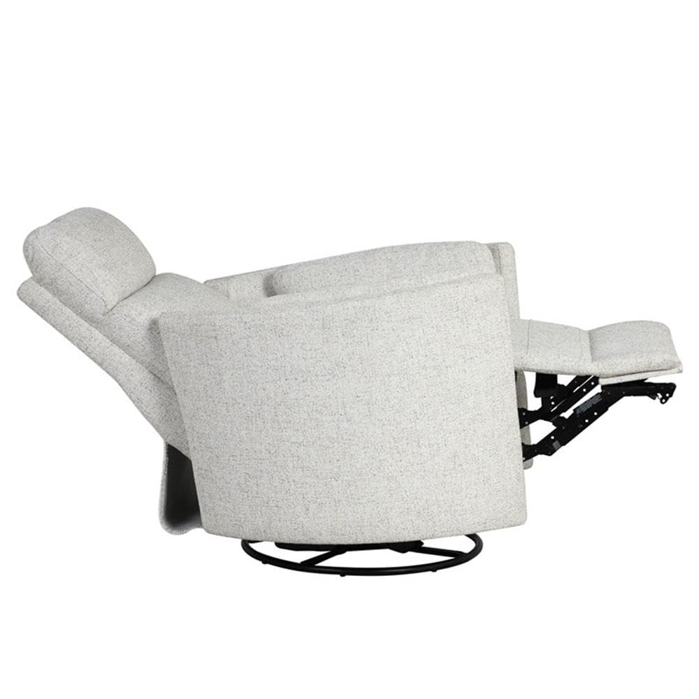 Pemberly Row Contemporary Fabric Swivel Glider Recliner in Ivory