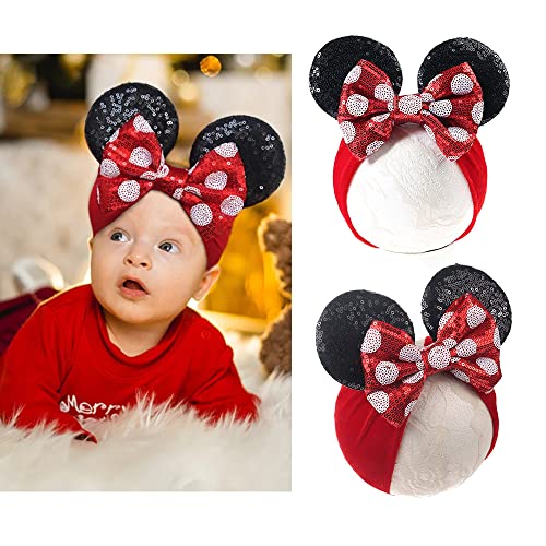 JIAHANG Baby Leopard Bows Turban Knotted Head Wraps, Hair Bows Headbands Stretchy Hair bands for Infant Toddlers Girls (pink leopard)