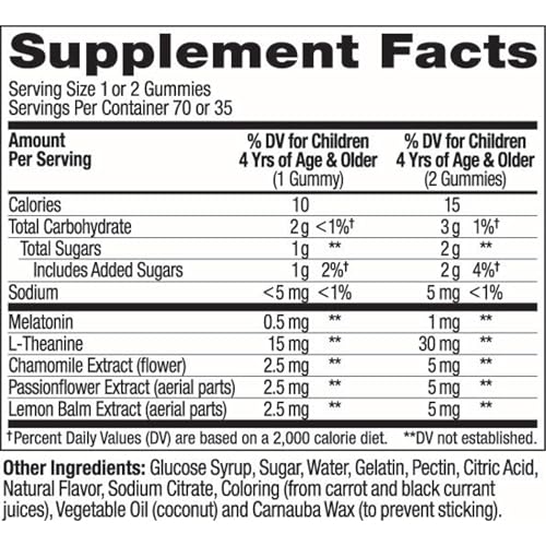 OLLY Kids Sleep Gummy, 0.5mg Melatonin, L Theanine, Chamomile, and Lemon Balm, Childrens Chewable Supplement, Raspberry - 50 Count