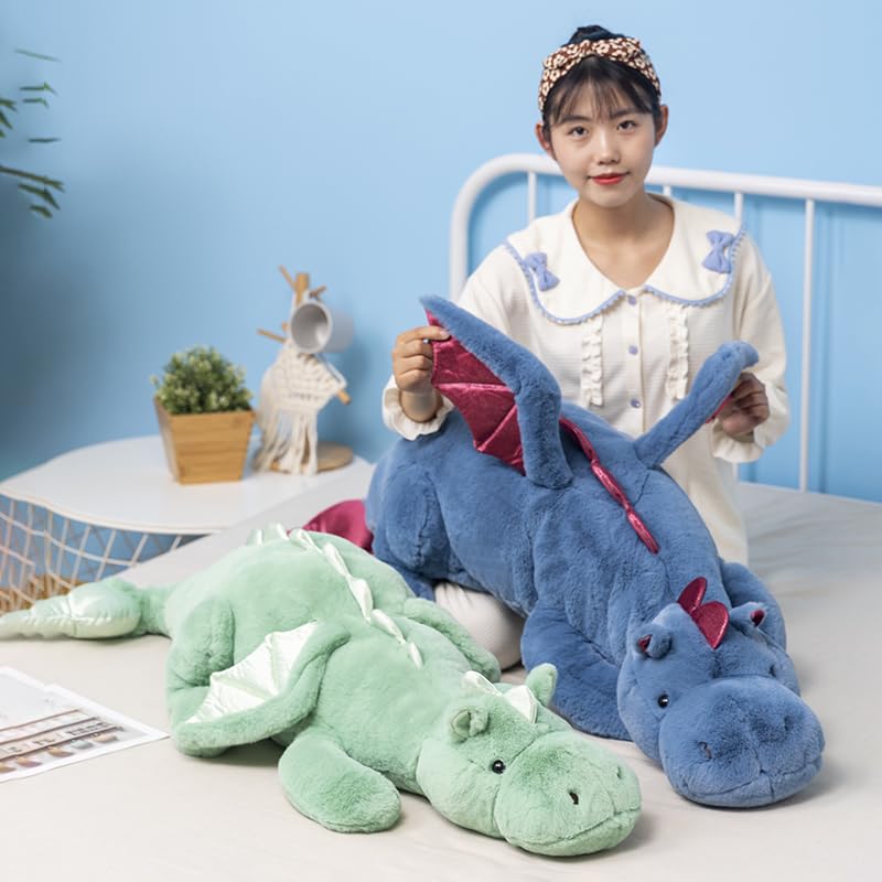 43.3Inches 7Lbs Blue Weighted Dragon Stuffed Animal, Large Blue Weighted Dragon Plush Toy for Kids and Adults(2025 Update Version)