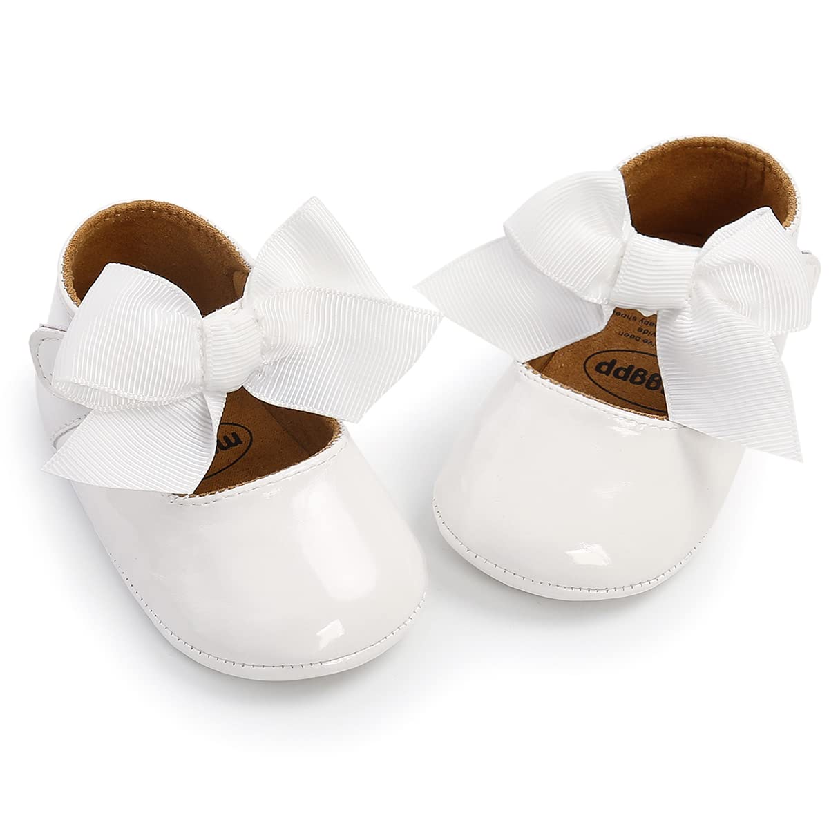 Baby Girls Mary Jane Flats with Bowknot Flowers Soft Newborn Infant First Walkers Crib Shoes Wedding Party Christmas Dress Shoes