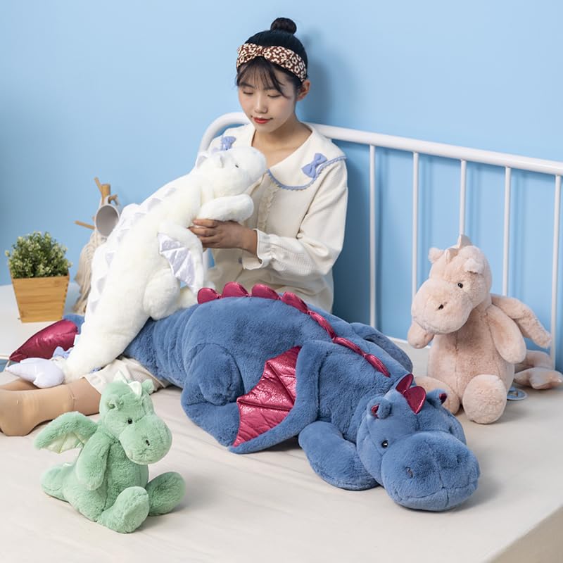 43.3Inches 7Lbs Blue Weighted Dragon Stuffed Animal, Large Blue Weighted Dragon Plush Toy for Kids and Adults(2025 Update Version)
