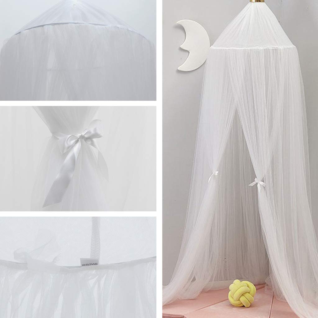 Bed Canopy for Girls - Princess Bed Canopy Mosquito Net Nursery Play Room Decor Dome Premium Yarn Netting Curtains Baby Game Dream Castle, Pink