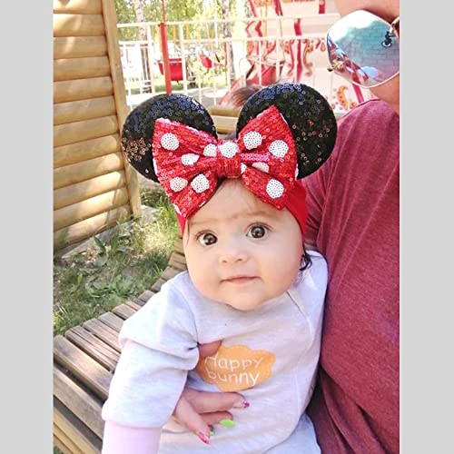 JIAHANG Baby Leopard Bows Turban Knotted Head Wraps, Hair Bows Headbands Stretchy Hair bands for Infant Toddlers Girls (pink leopard)