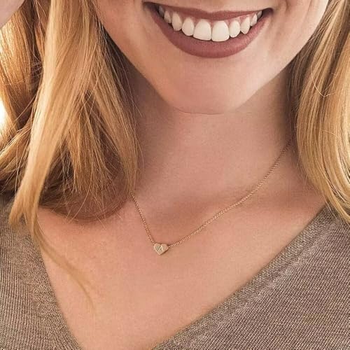 Turandoss Mothers Day Gifts for Mom Wife Women Girls - 14K Gold Plated Heart Pendant Letter Alphabet Necklace Tiny Initial Necklaces Heart Initial Necklace Gifts for Women Teens