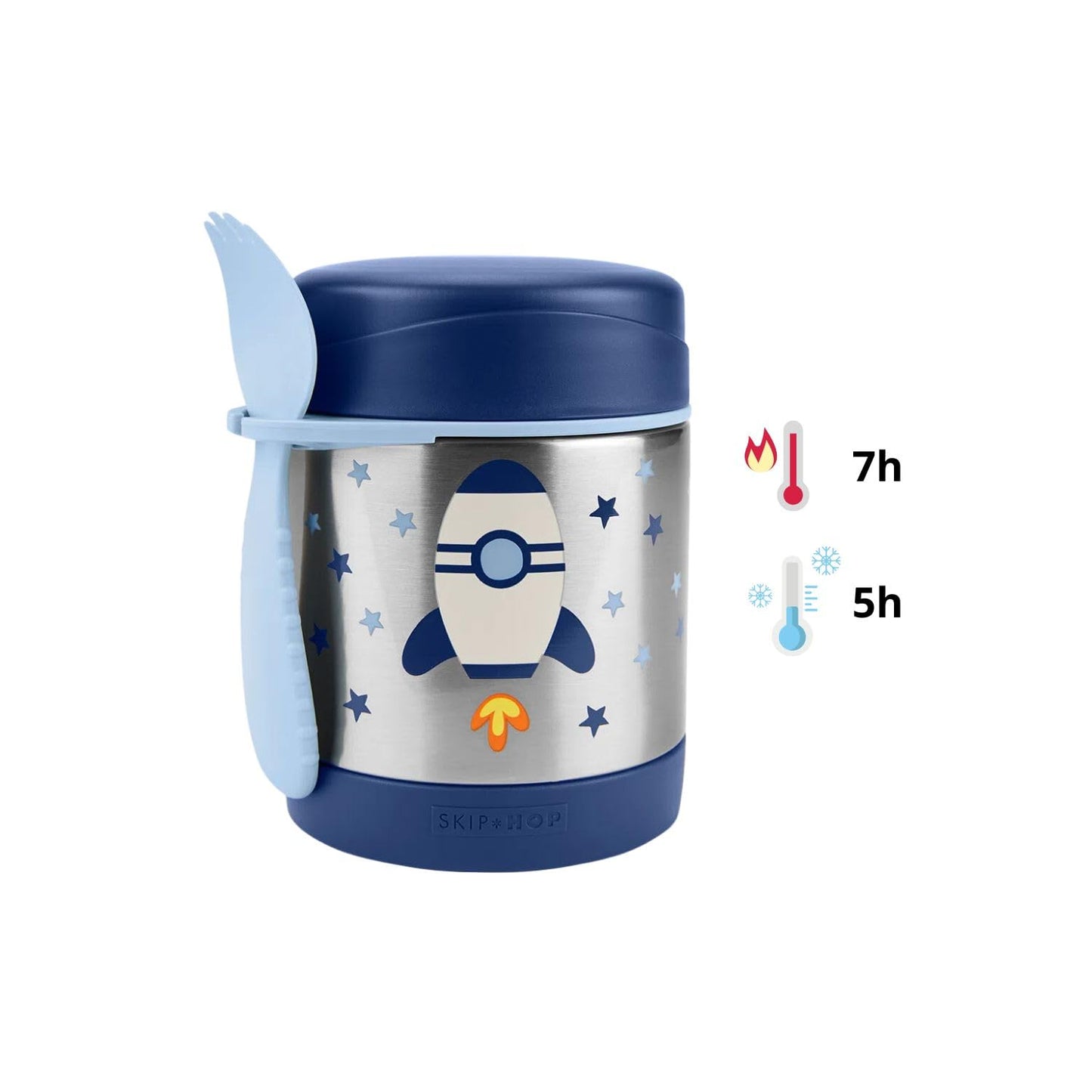 Skip Hop Insulated Baby Food Jar, Sparks Rocket, Stainless Steel, Holds 11oz