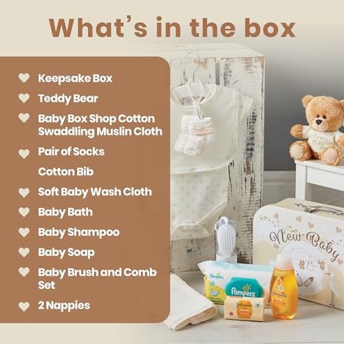 Baby Box Shop Baby Shower Gifts for Girl, Newborn Essentials in a Pink Baby Girl Hamper for New Born