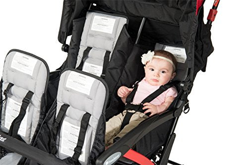 Gaggle by Foundations Compass Quad 4 Seat Stroller | 4-Seat Stroller for Daycare | Oversized UV Blocking Canopy | 5-Point Harness | Easy Loading | Storage Bucket | Black