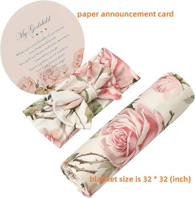 Galabloomer Newborn Receiving Blanket Headband Set Baby Flower Swaddle (vintage flower)