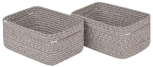 CubesLand Off White Small Storage Baskets for Shelves, Closet Organization Storage Bins Empty Gift Basket Baby Nursery Woven Baskets for Organizing, Rectangular Clothes Closet Shelves Baskets 3 Packs