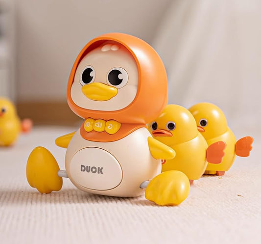 hahaland Crawling Baby Toys 6-12 Months - 3 PCS Musical Mother Duck and Ducklings Toy - Tummy Time Toys Moving Developmental 7 8 9 10 Month Old Toy Must Haves - Shower Gifts Dancing Duck for Babies