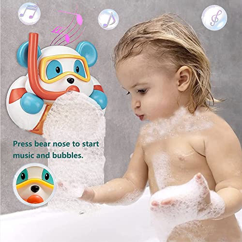 Bear Bubble Maker for Bath, Foam Blower Bubbling Making Machine, Nursery Rhyme Musical Bathtub Toy for Baby Kids Happy Bath