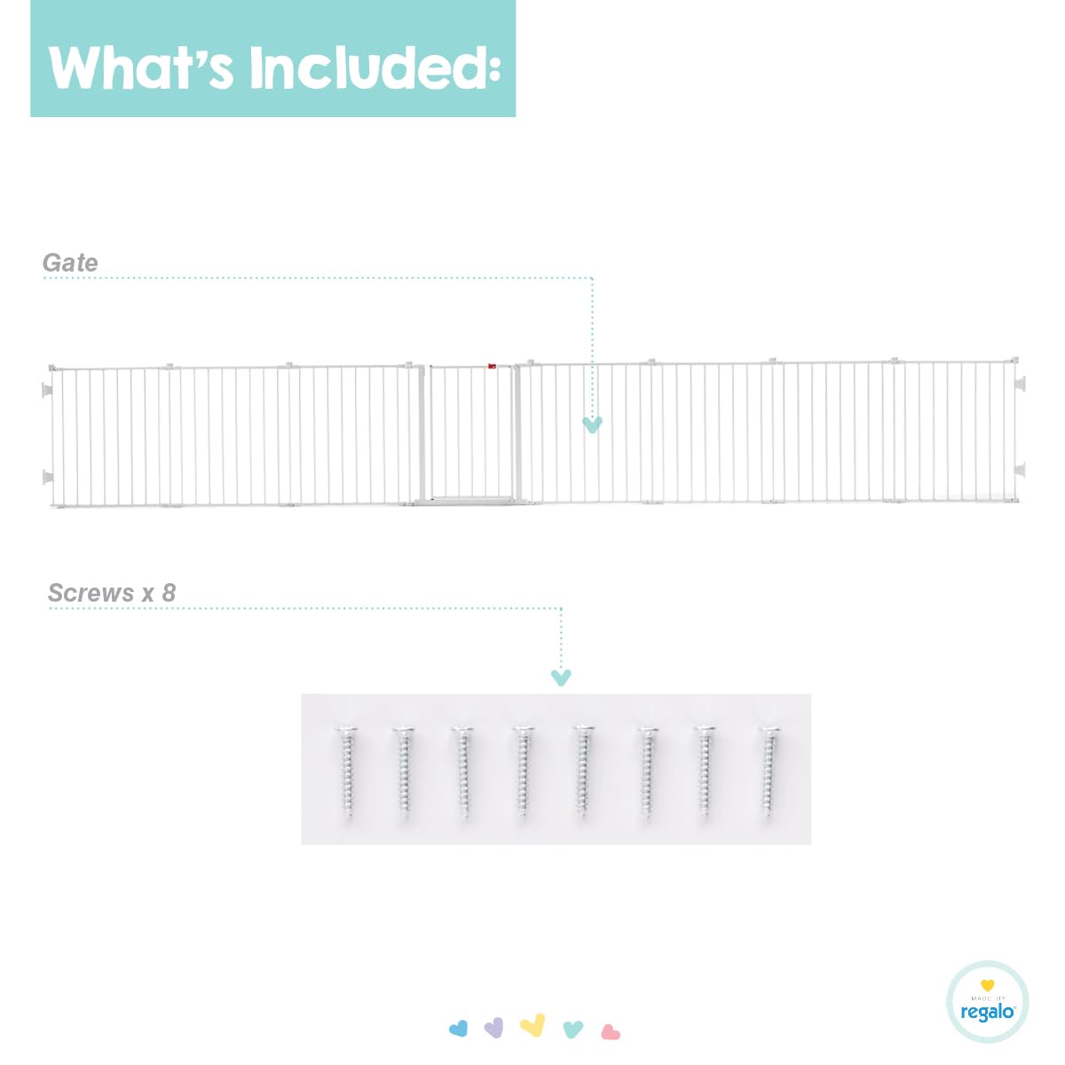 Regalo 192-Inch Super Wide Adjustable Baby Gate and Play Yard, Black, 4-in-1, Bonus Kit, Includes 4 Count (Pack of 1) of Wall Mounts