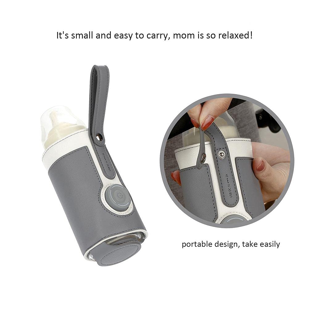 Bottle Warmer Bag 3 Temperature Adjustable Portable Baby Bottle Warmer for Connecting to Mobile Power