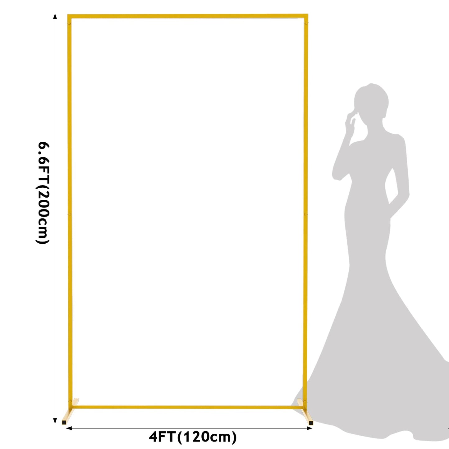 Wokceer Wedding Arch Backdrop Stand Square 6.6FTx6.6FT Gold Metal Balloon Arch Stand Garden Arbor Backdrop Frame for Wedding Birthday Party Baby Shower Photo Booth Background Decoration