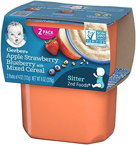 Gerber 2nd Foods Tubs Breakfast Cereal Variety Pack, 3 Pear Cinnamon Oatmeal, 3 Apple Banana Oatmeal, 3 Apple Banana Mixed, 3 Apple Mango Rice, 3 Apple Strawberry Blueberry, 15 CT