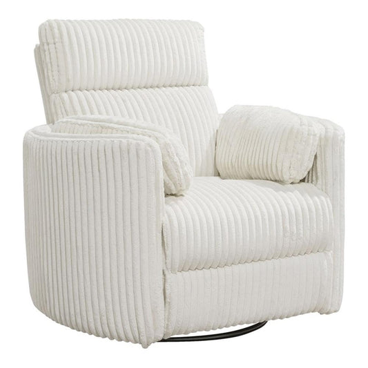 Pemberly Row Contemporary Fabric Swivel Glider Recliner in Ivory