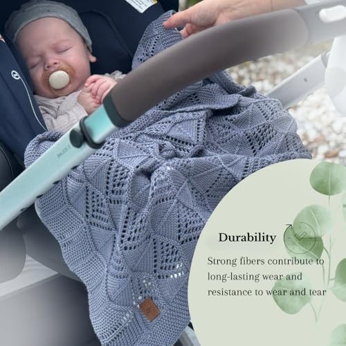 Hypoallergenic Baby Blanket - 30x40 Inches White, Oeko-TEX® Certified, Thermal-Regulating, Neutral Silky Soft Knit for Girls & Boys - Swaddle, Toddler, or Receiving Blanket