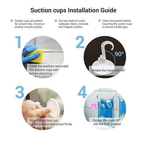 2 x Mesh Bath Toy Organizer + 8 Ultra Strong Hooks – The Perfect Bathtub Toy Holder & Bathroom or Shower Caddy – These Multi-use Net Bags Make Baby Bath Toy Storage Easy – For Kids & Toddlers