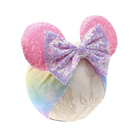 JIAHANG Baby Leopard Bows Turban Knotted Head Wraps, Hair Bows Headbands Stretchy Hair bands for Infant Toddlers Girls (pink leopard)