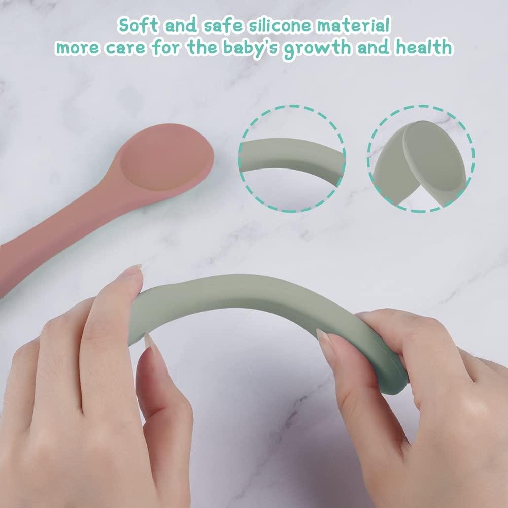 Vicloon Silicone Baby Feeding Spoons - 7 PCS First Stage for Infants, Ultra-Durable & Chewproof, Dishwasher Safe Baby Utensils