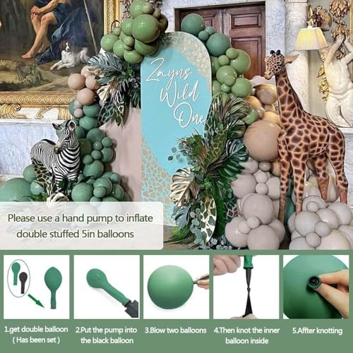 Pink Blue Green Balloon Garland Double Stuffed Dusty Light Green Baby Blue Blush Mauve Latex Pastel Balloon Arch Kit for Boho Baby Shower Gender Reveal Bear Birthday Floral Party Decoration