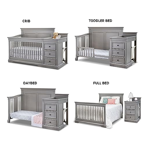 Sorelle Furniture Portofino Crib,Classic 4-In-1 Convertible Crib,Brushed Ivory Crib Made of Wood,Non-Toxic Finish, Wooden Baby Bed,Toddler Bed,Child’s Daybed and Full-Size Bed-Ivory