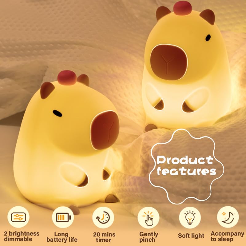 Led Cute Dog Night Light, Dimmable Nursery Puppy Kawaii Lamps, Super Squishy Silicone USB Rechargeable Touch Control Night Lamp for Kids Adults, Used for Camping Party Room Decor (Dog)