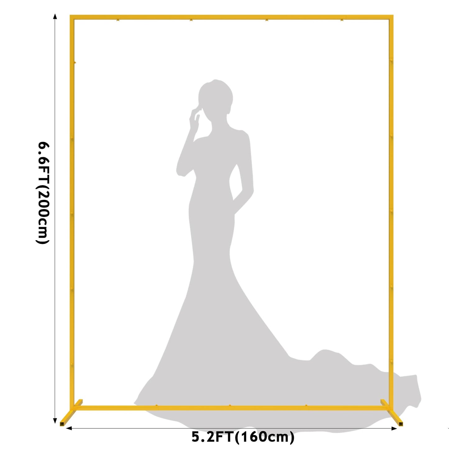 Wokceer Wedding Arch Backdrop Stand Square 6.6FTx6.6FT Gold Metal Balloon Arch Stand Garden Arbor Backdrop Frame for Wedding Birthday Party Baby Shower Photo Booth Background Decoration