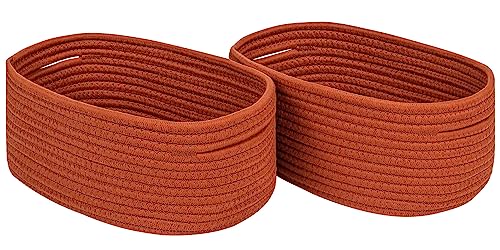 CubesLand Off White Small Storage Baskets for Shelves, Closet Organization Storage Bins Empty Gift Basket Baby Nursery Woven Baskets for Organizing, Rectangular Clothes Closet Shelves Baskets 3 Packs