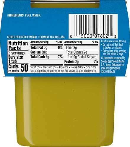 Gerber Baby Food Pea, 4 Oz, 2 Ct Tubs