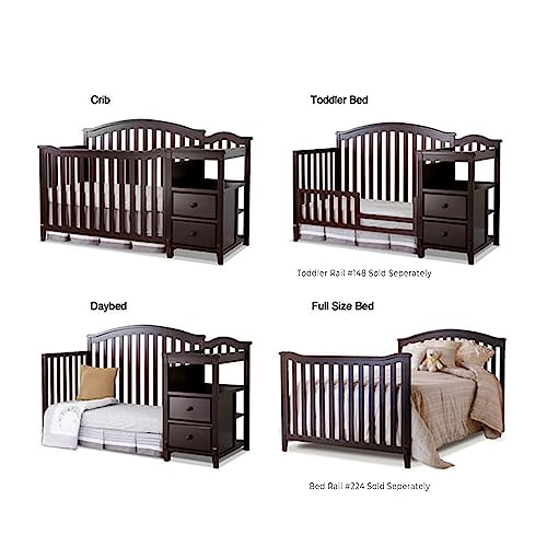 SORELLE FURNITURE Berkley Crib and Changer with Slat Panel Back Classic -in- Convertible Diaper Changing Table Non-Toxic Finish Wooden Baby Bed Toddler Childs Daybed Full-Size Nursery - White