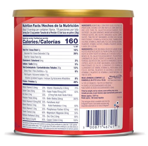 Enfagrow PREMIUM Toddler Nutritional Drink, Made with Real Milk, Brain-Building Omega-3 DHA, Nutrients and Prebiotics for Growth & Immune Support, Non-GMO, Toddler Milk Powder, 24 Oz Can