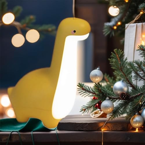 Cute Dinosaur Night Light, Brightness Adjustable Baby Bedside Night Lamp USB Recharging, Nursery Room Decor Kids Toddlers Night Light, Dinosaur Gifts for Birthday, Christmas, Green