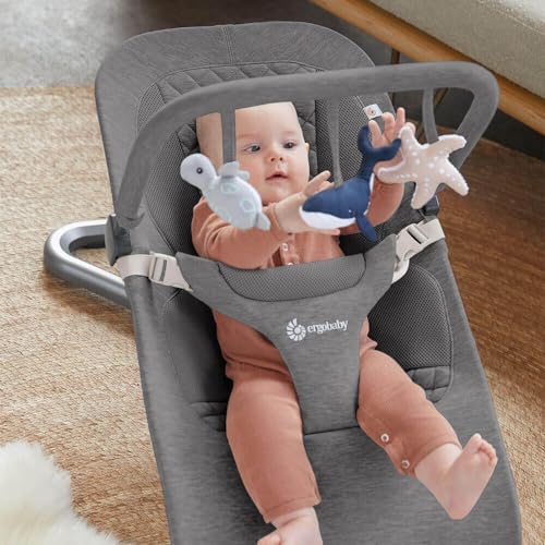 Ergobaby Evolve 3-in-1 Mesh Bouncer, Adjustable Multi Position Baby Bouncer Seat, Fits Newborn to Toddler, Grey Mesh