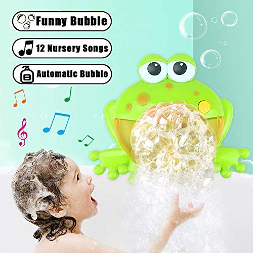 Bear Bubble Maker for Bath, Foam Blower Bubbling Making Machine, Nursery Rhyme Musical Bathtub Toy for Baby Kids Happy Bath