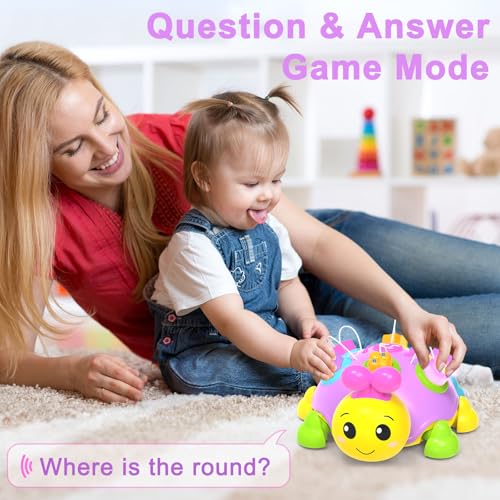 Baby Musical Ladybug Crawling Toys,Baby Toy 6-12 Months with Light-up Music, Early Educational Learning Montessori Toy, Infant Gift Toys for 7 8 9 10 11 Months 1-2 Years Old Newborn Girls (Pink)