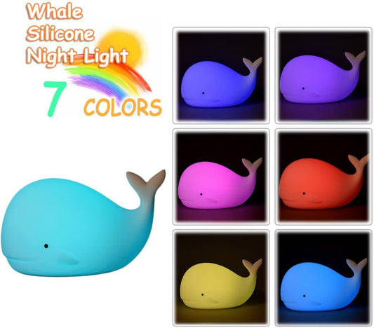 TriPro Whale Silicone Nursery Night Light Beach Room Decor Desk Lamp Toys,Bedroom Decorations Gifts for Toddlers,Girls And Boys ,Baby,Kids,Teens''