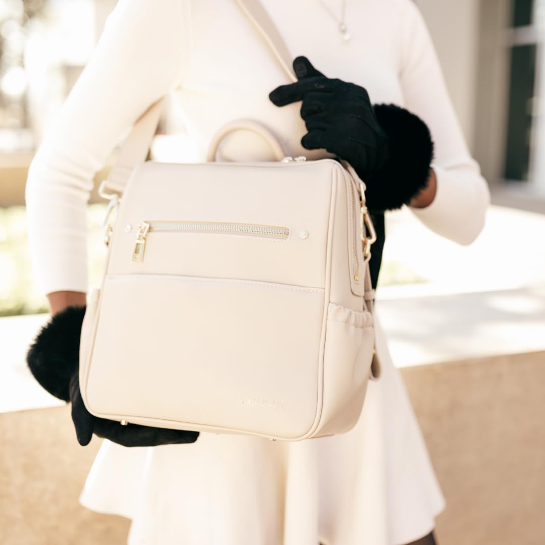 Mini Diaper Bag Backpack-Minimalist bag With Premium Vegan Leather Material With 7 Interior and 5 External Pockets (Onyx)