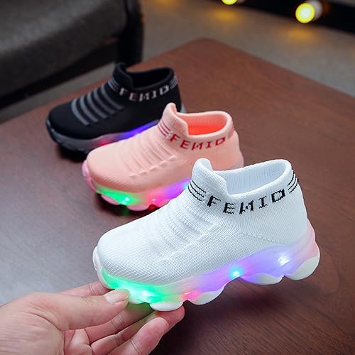 Toddler Light Up Sock Shoes Kids Boys Girls Mesh Flashing Breathable Sneakers Soft Sport Walking Running Shoes