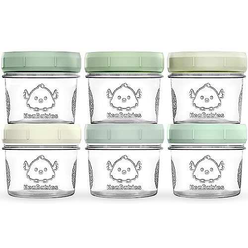 KeaBabies 4pk 8oz & 4pk 4oz Glass Baby Food Containers with Lids - Leak-Proof,Microwavable Small Glass Jars,Baby Purees & Toddler Snack Storage Containers,BPA-Free,Dishwasher & Freezer Safe(Musk Dusk)