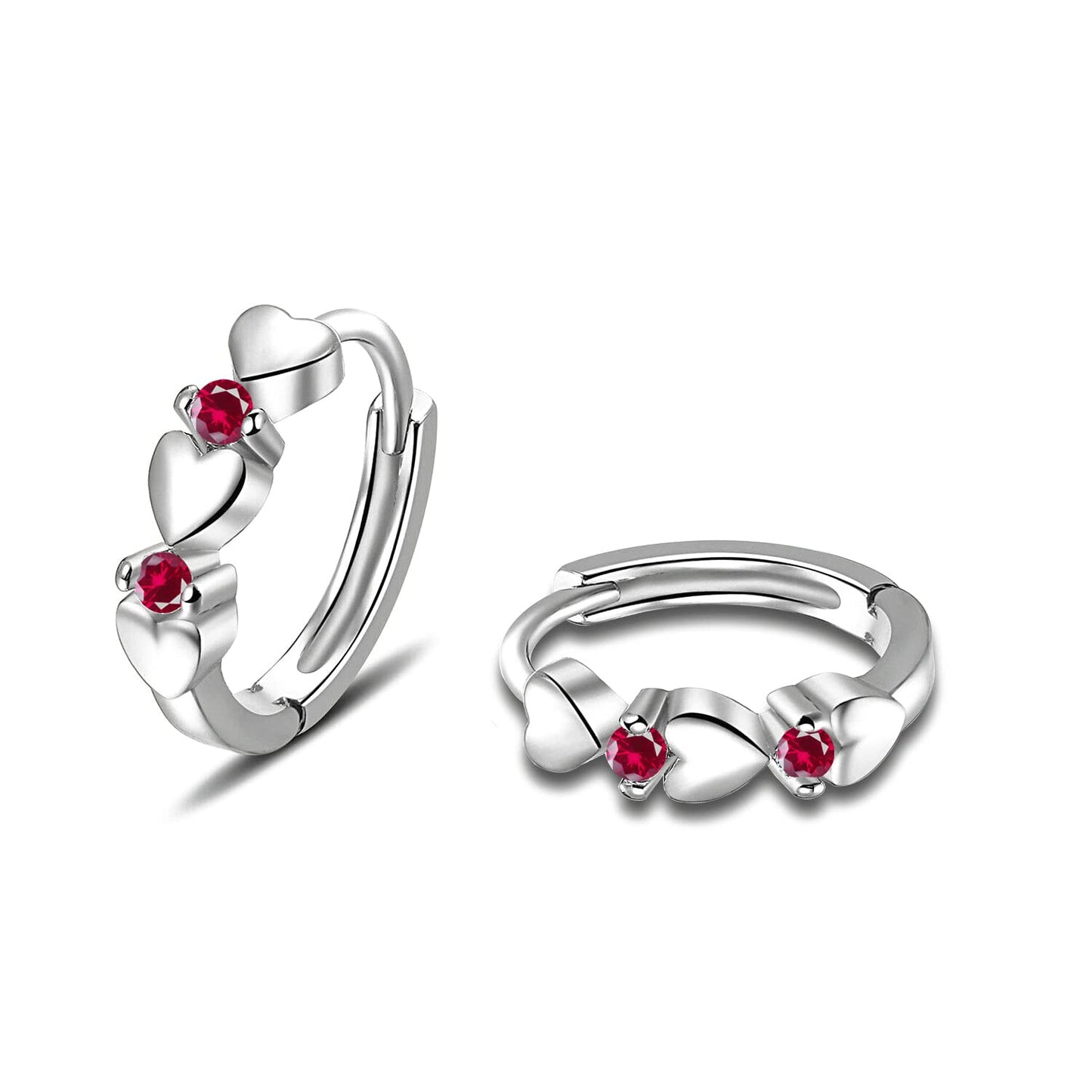 CiNily 14K White Gold Plated Small Hoop Earrings for Women Girls Heart Cubic Zirconia Hypoallergenic Earrings