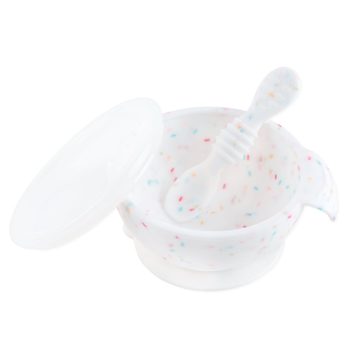 Bumkins Baby Bowls, Disney Minnie Mouse Silicone Baby Feeding Set, Suction Bowls for Baby and Toddler with Spoon, First Feeding Set, Platinum Silicone Bowl for Babies 4 Months
