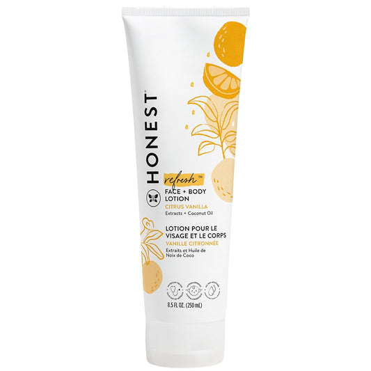 The Honest Company Hydrating Face + Body Lotion | Fast Absorbing, Naturally Derived, Hypoallergenic | Fragrance Free Sensitive, 8.5 fl oz
